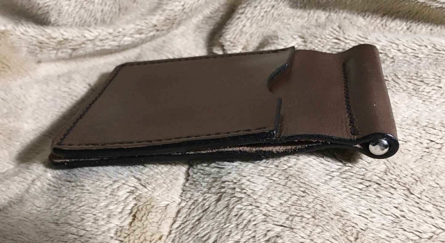Leather Money Clip with Card Slots Handcrafted Plain