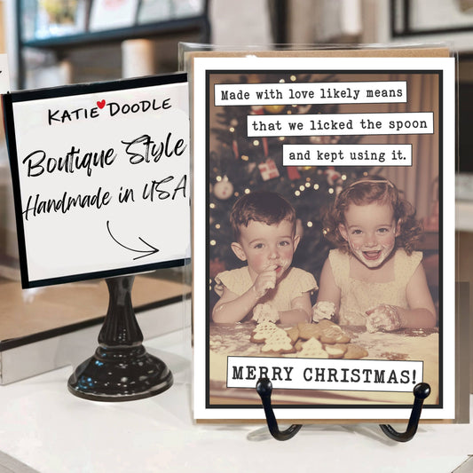 Funny Christmas Handmade Bulk Greeting Card - Free Stand: Yes