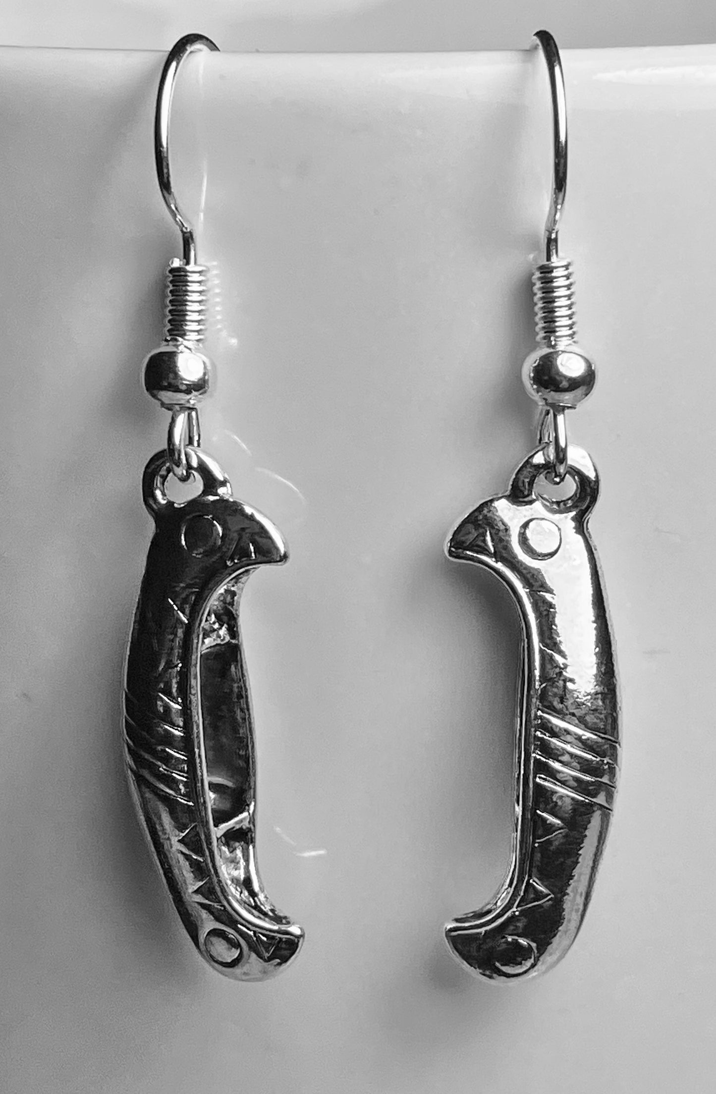 Pewter 3D Canoe Earrings