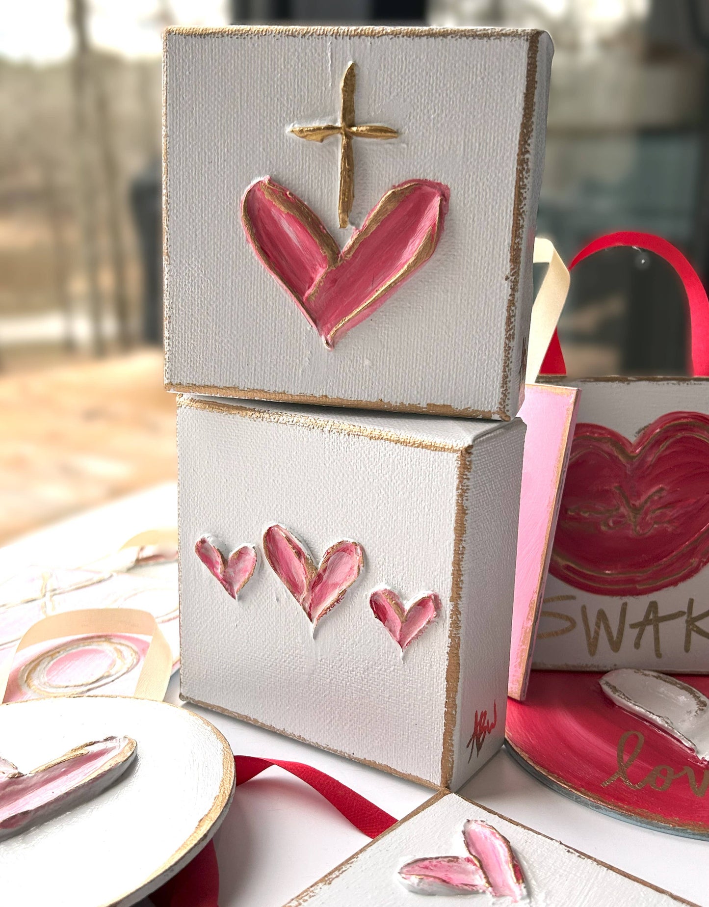 Tiny heart trio canvas | valentine easter grace sacred