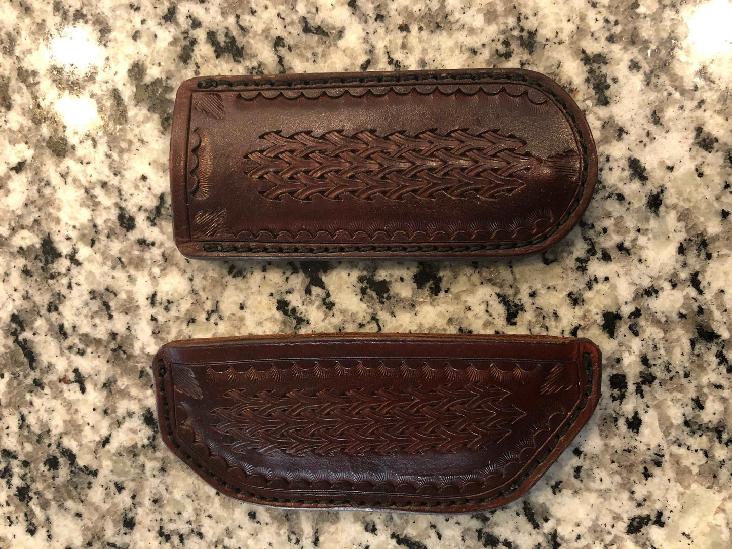 Set of two Leather Cast Iron Skillet Handle Covers sleeve Brown/Black