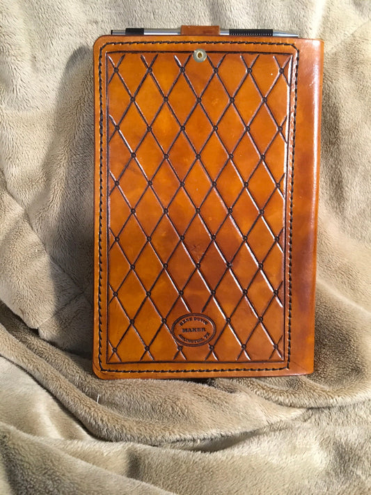 Mini Portfolio for 5X8" Pad Hand Carved Leather Texas Design