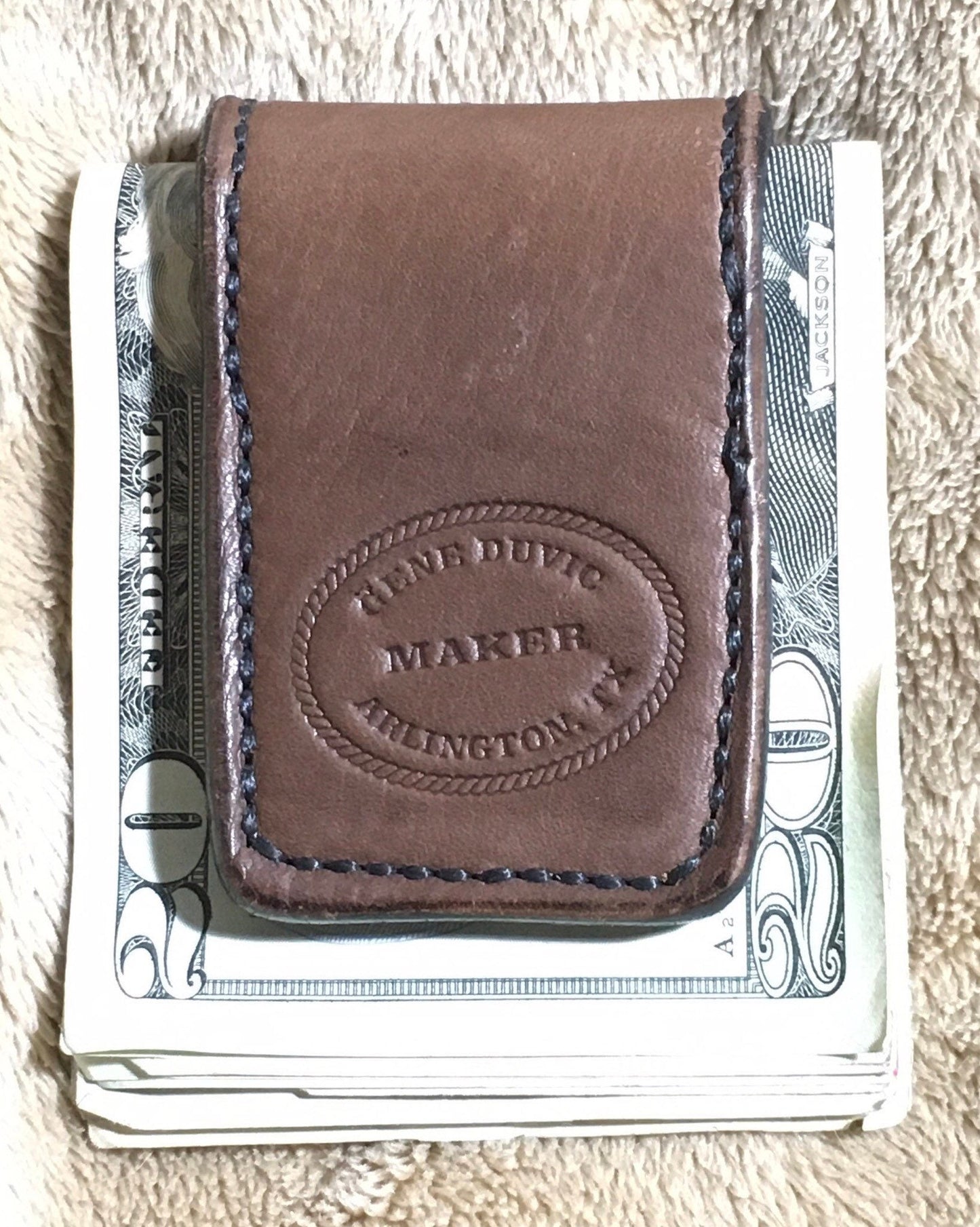 Leather Money Clip Handcrafted Chocolate Brown