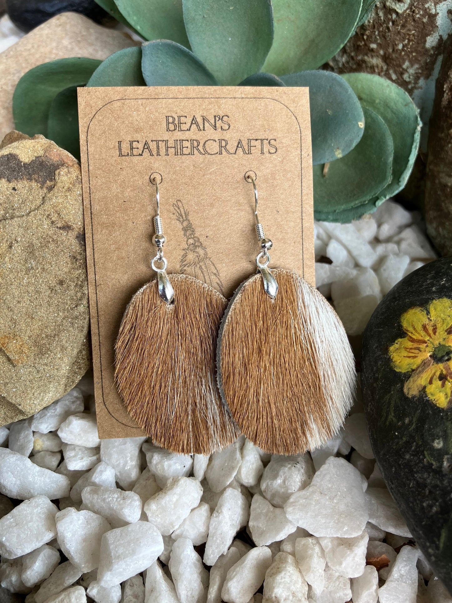 Leather Earrings Hair On Genuine Cowhide