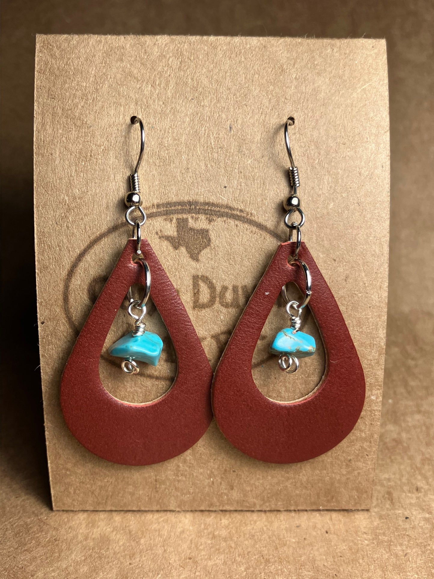Leather Earrings Turquoise Stone
