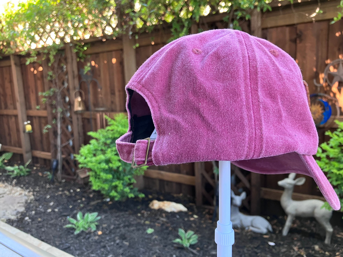 Hand Tooled Leather Hat Patch Feather sewn on Adjustable Cotton Baseball Cap