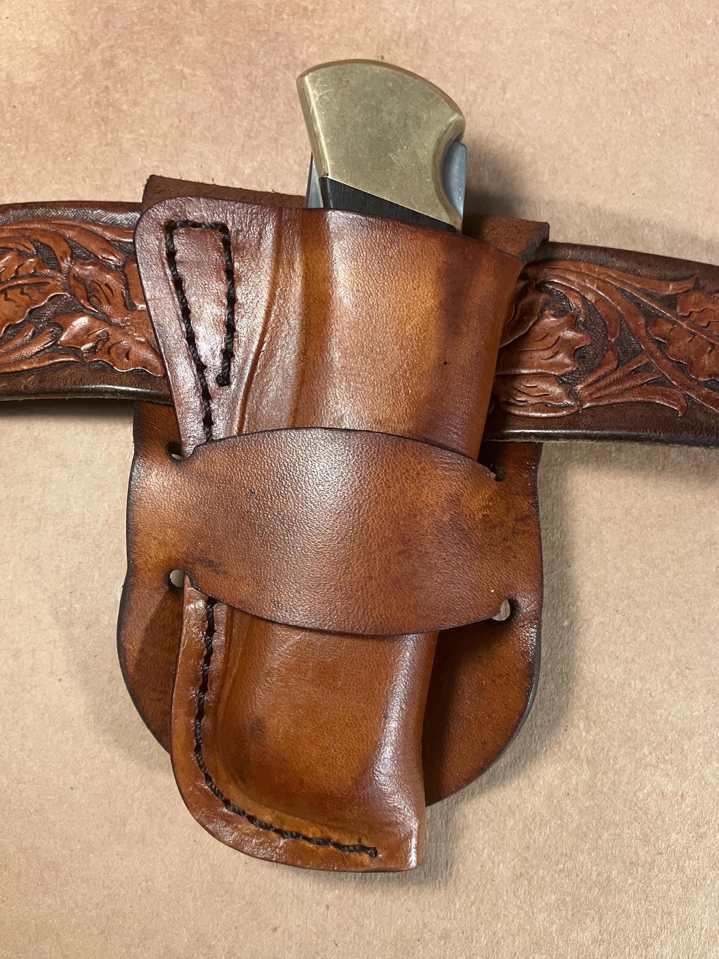 Handmade Leather Knife Sheath Buck 110 | Full Grain Leather Holster | Western Belt Loop Sheath | EDC Knife Holder | Made in Texas