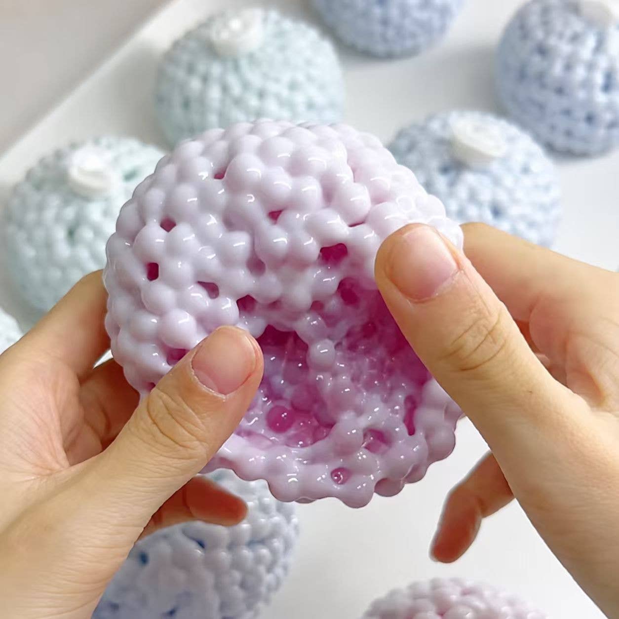 Mochi Squishy Crunchy Sound Ball DIY Stress Relief Toy: Blue / OS