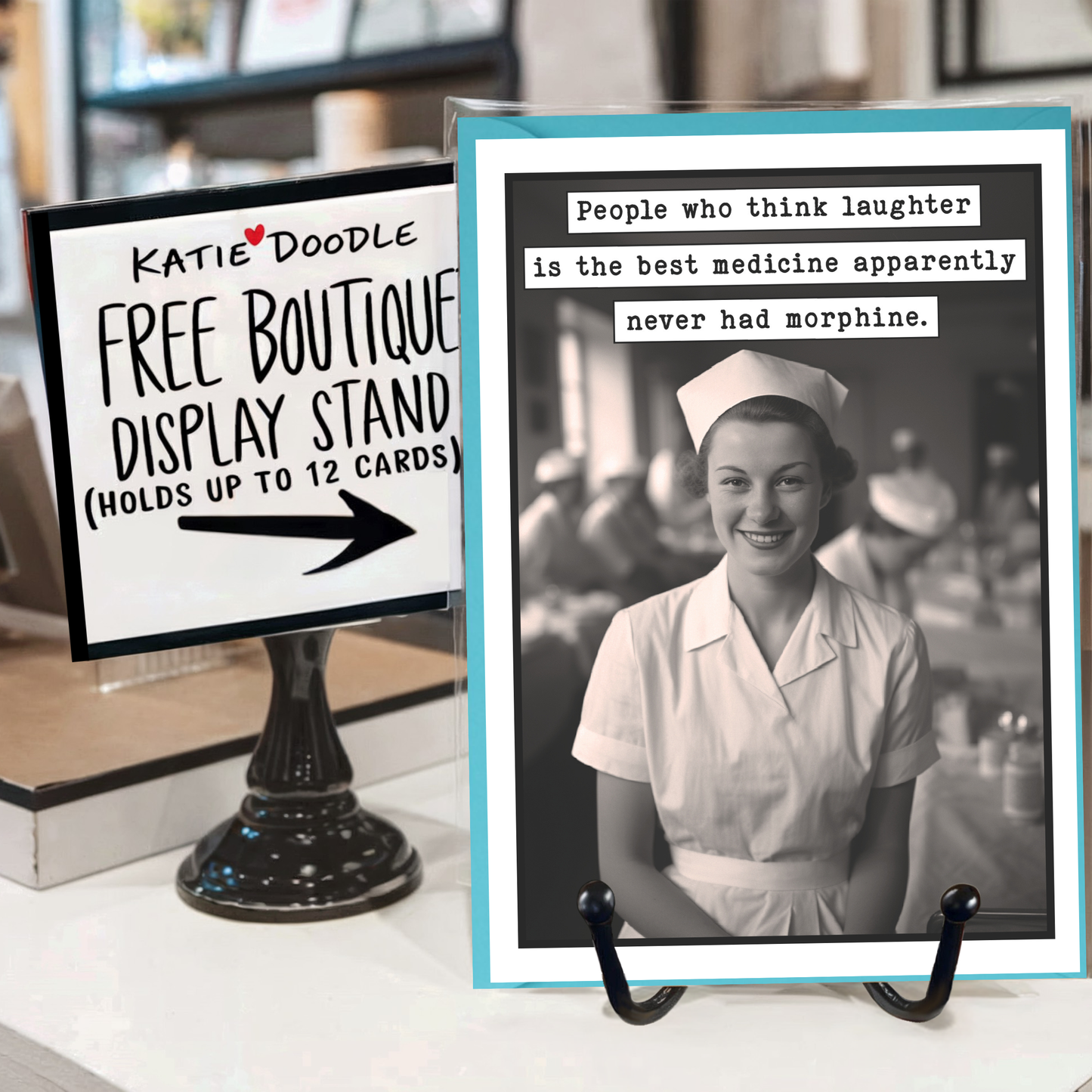 Funny Get Well Cards and Display Stand |  Nurse Gifts: No