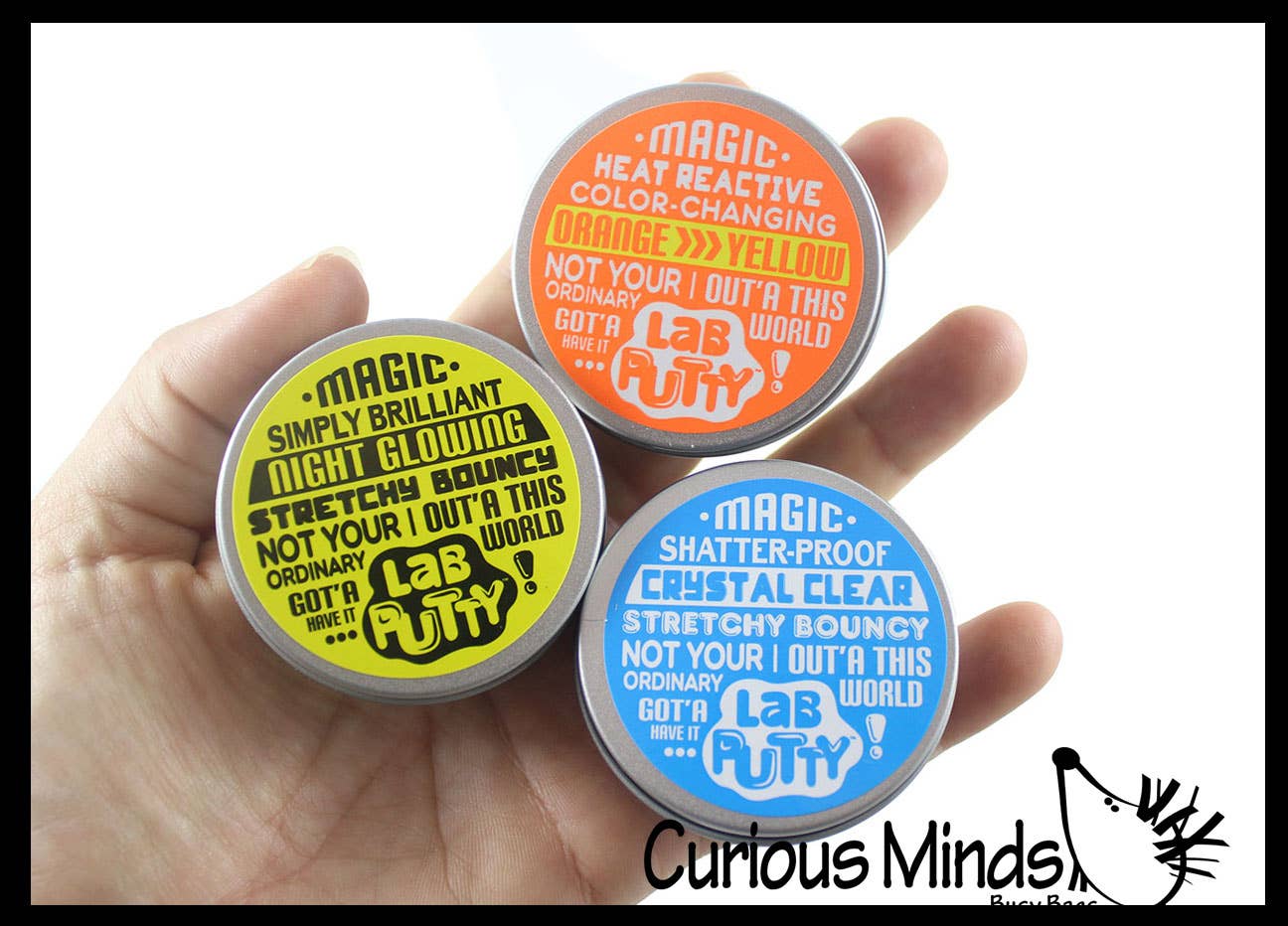 1 Lab Putty - Pack of 3 Different Putty Slimes in Tin Jars -