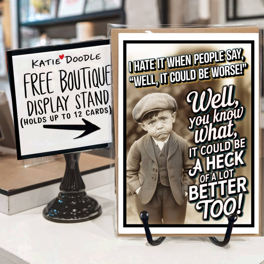Funny Sympathy Greeting Cards with Card Display Stand: No