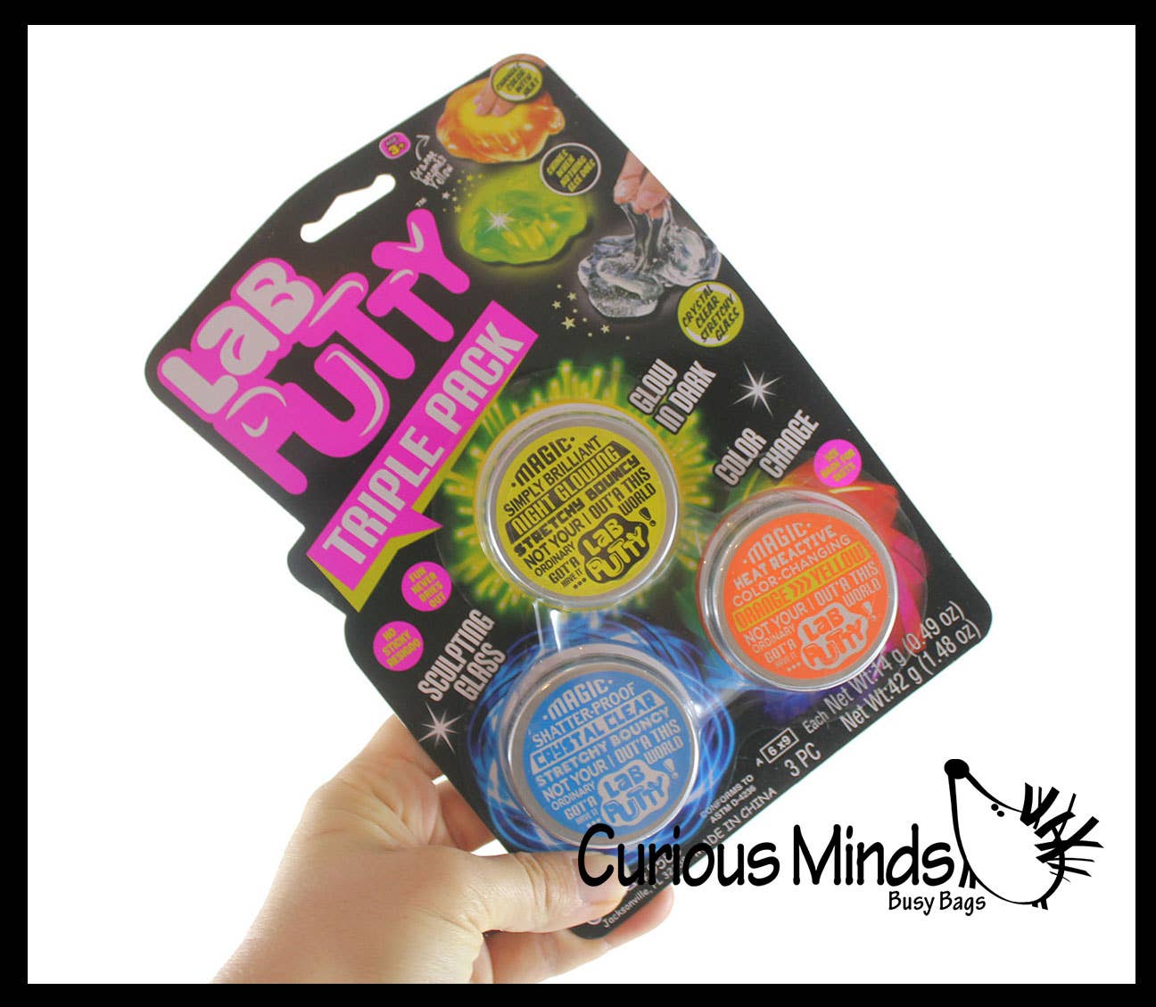 1 Lab Putty - Pack of 3 Different Putty Slimes in Tin Jars -