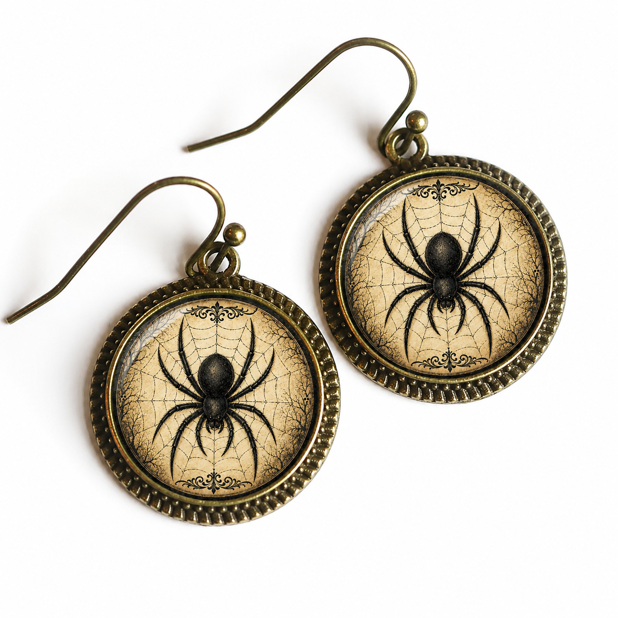 Noir Spider Web Dangle Earrings