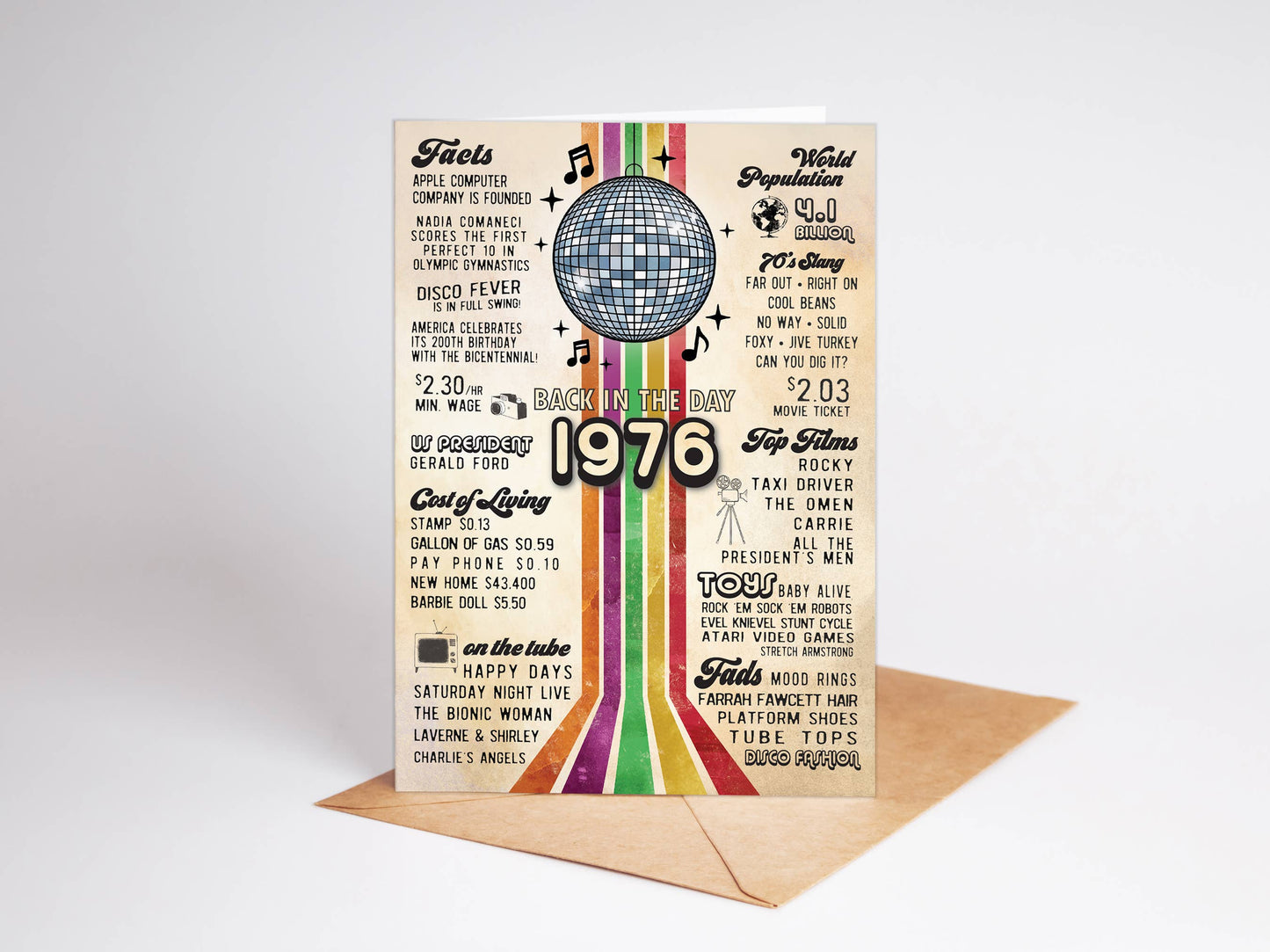 50th Birthday Card, Greeting Cards | 1976 Disco Era, display: No