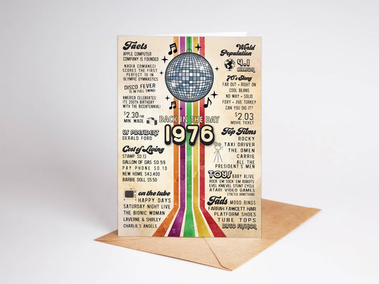 50th Birthday Card, Greeting Cards | 1976 Disco Era, display: No