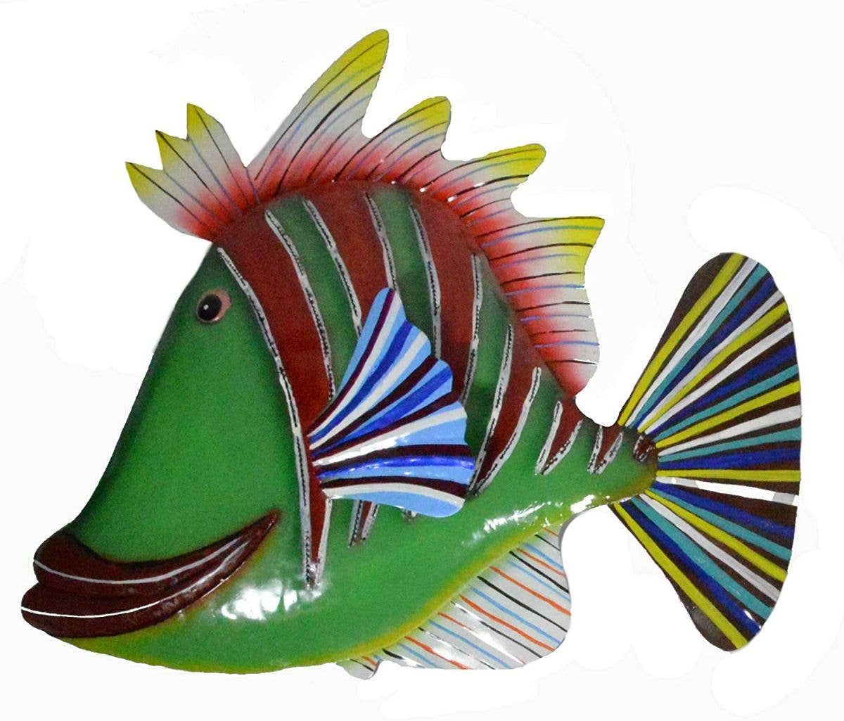 Green Red Lips Metal Wall art Fish