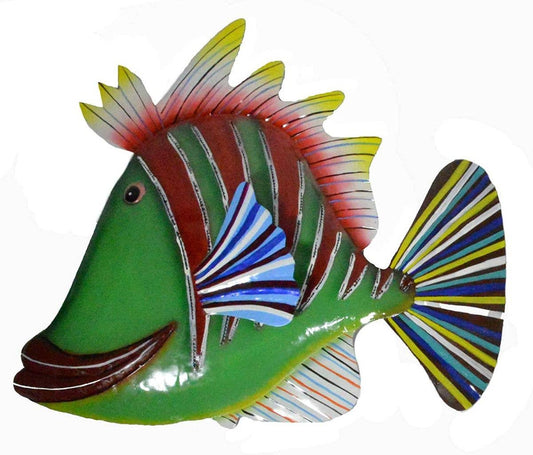 Green Red Lips Metal Wall art Fish