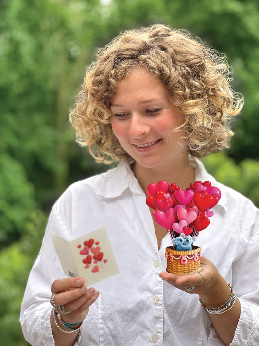 Mini Heart Balloons (10 Mini Pop-up Greeting Cards)