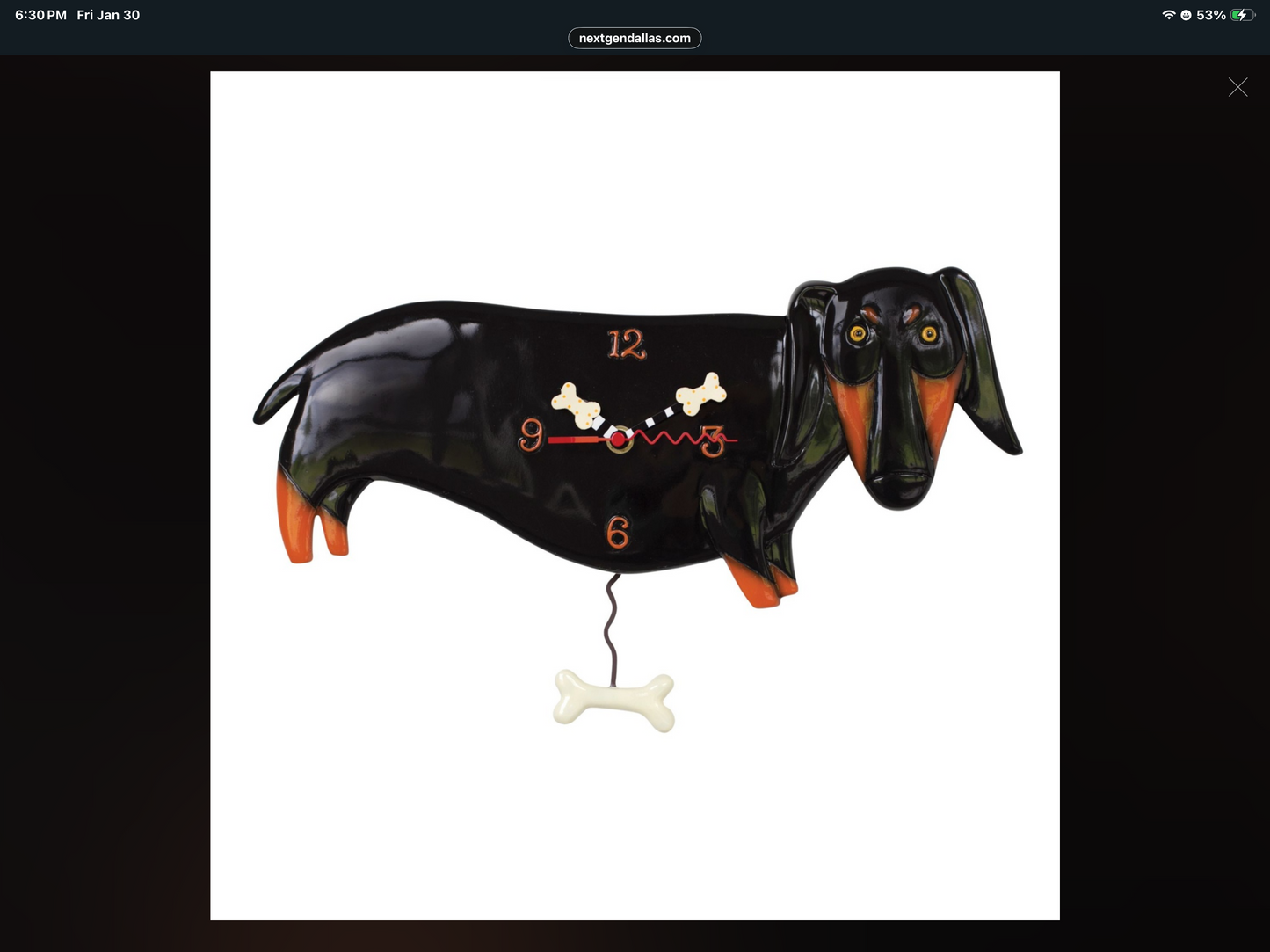 Otis the Dachshund Clock by Allen Studios
