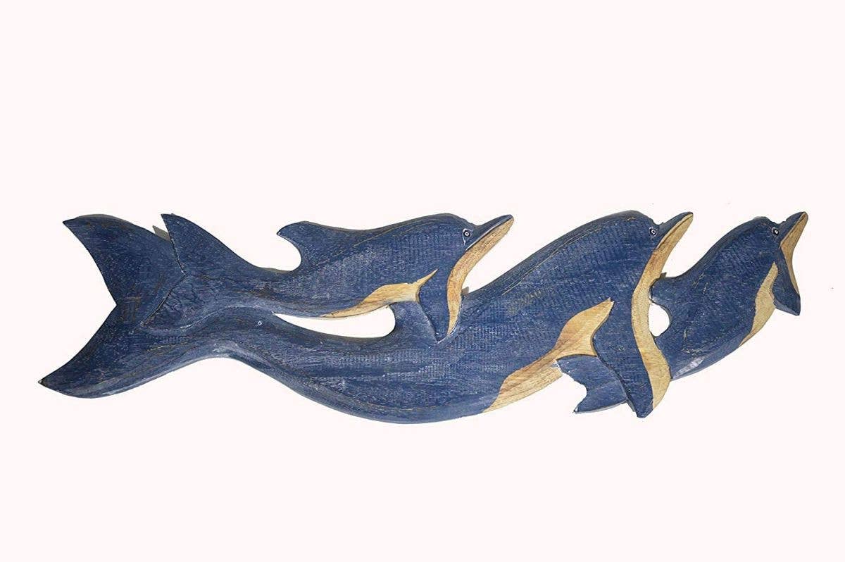 Blue Dolphin Family Wall art wood