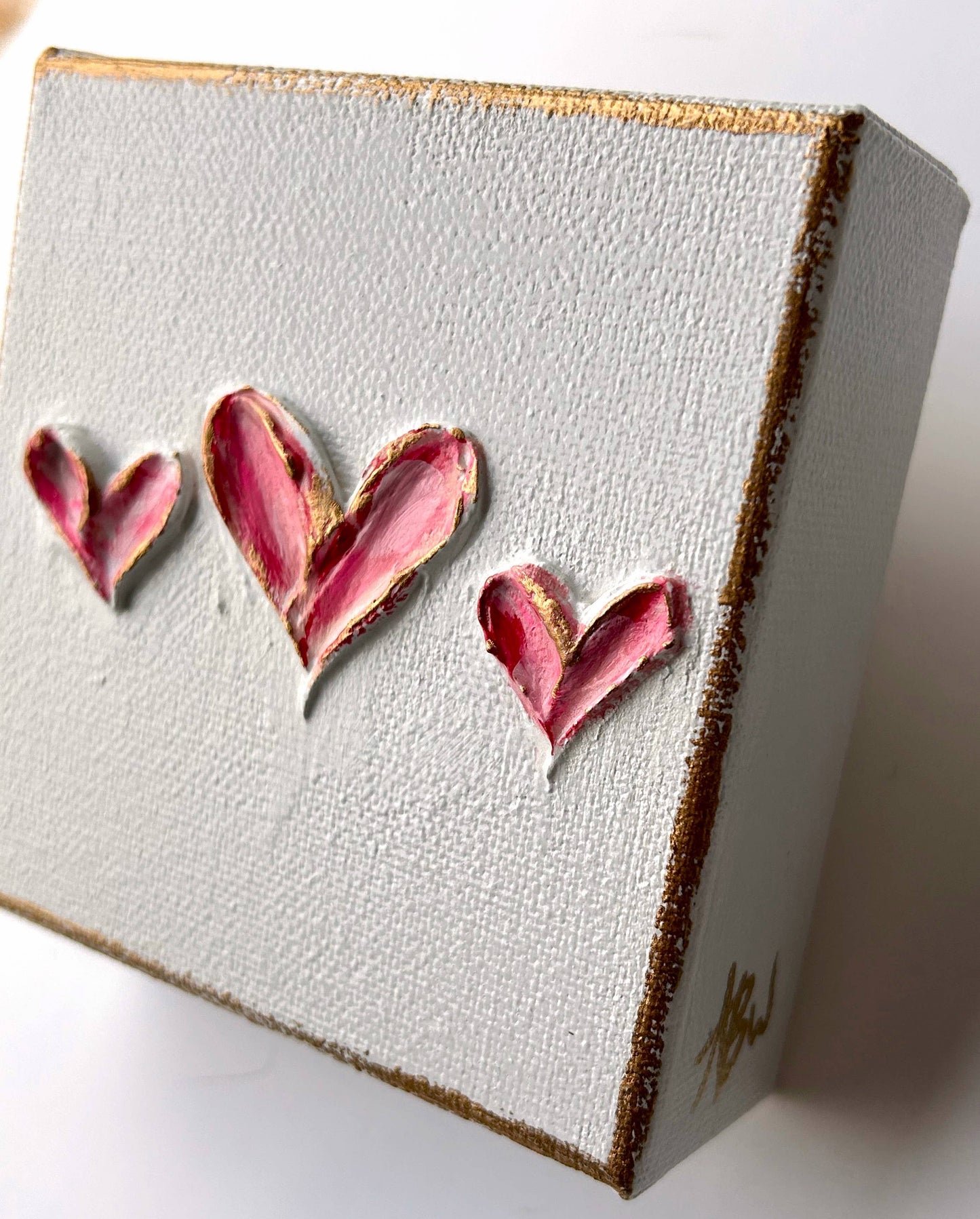 Tiny heart trio canvas | valentine easter grace sacred