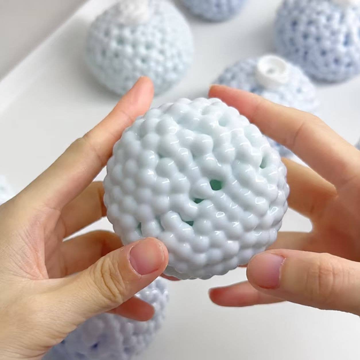 Mochi Squishy Crunchy Sound Ball DIY Stress Relief Toy: Blue / OS