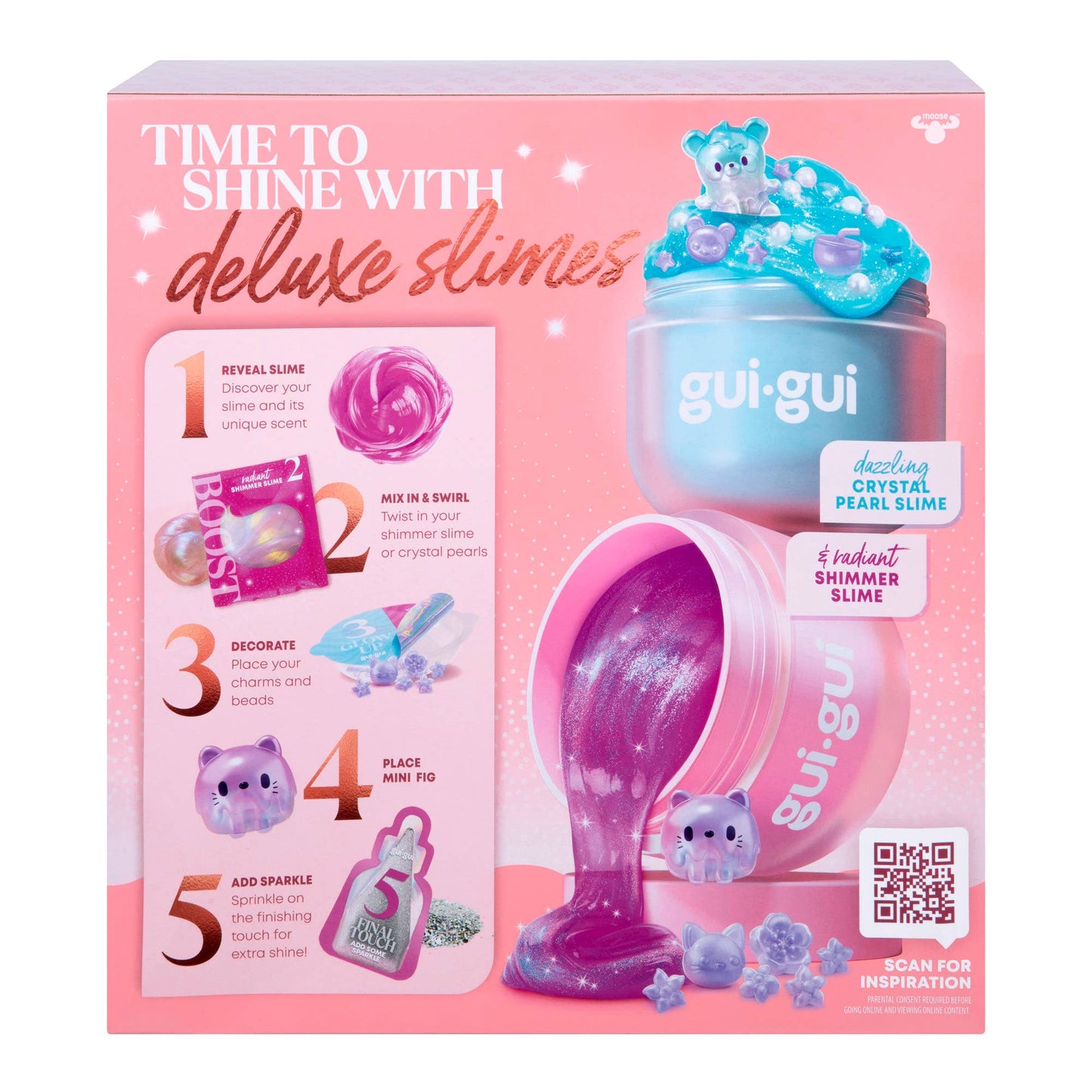 gui-gui slime toy set packaging with pink and purple colors on a white background