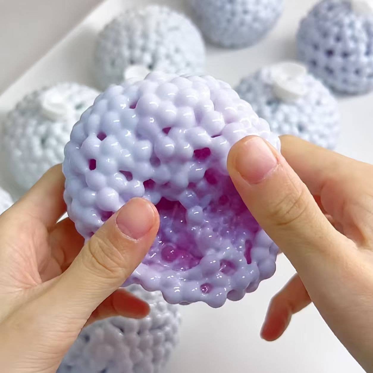 Mochi Squishy Crunchy Sound Ball DIY Stress Relief Toy: Blue / OS