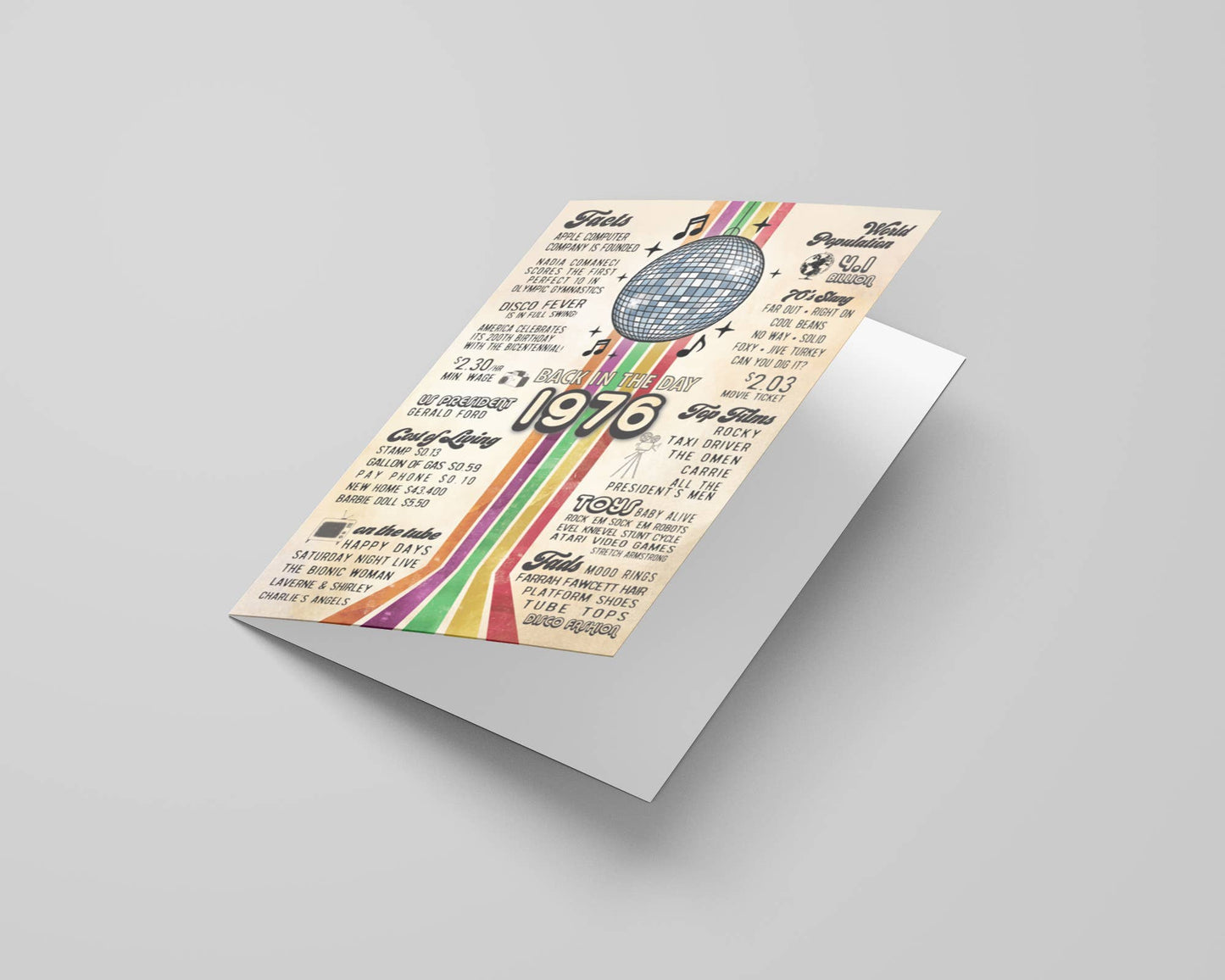50th Birthday Card, Greeting Cards | 1976 Disco Era, display: No