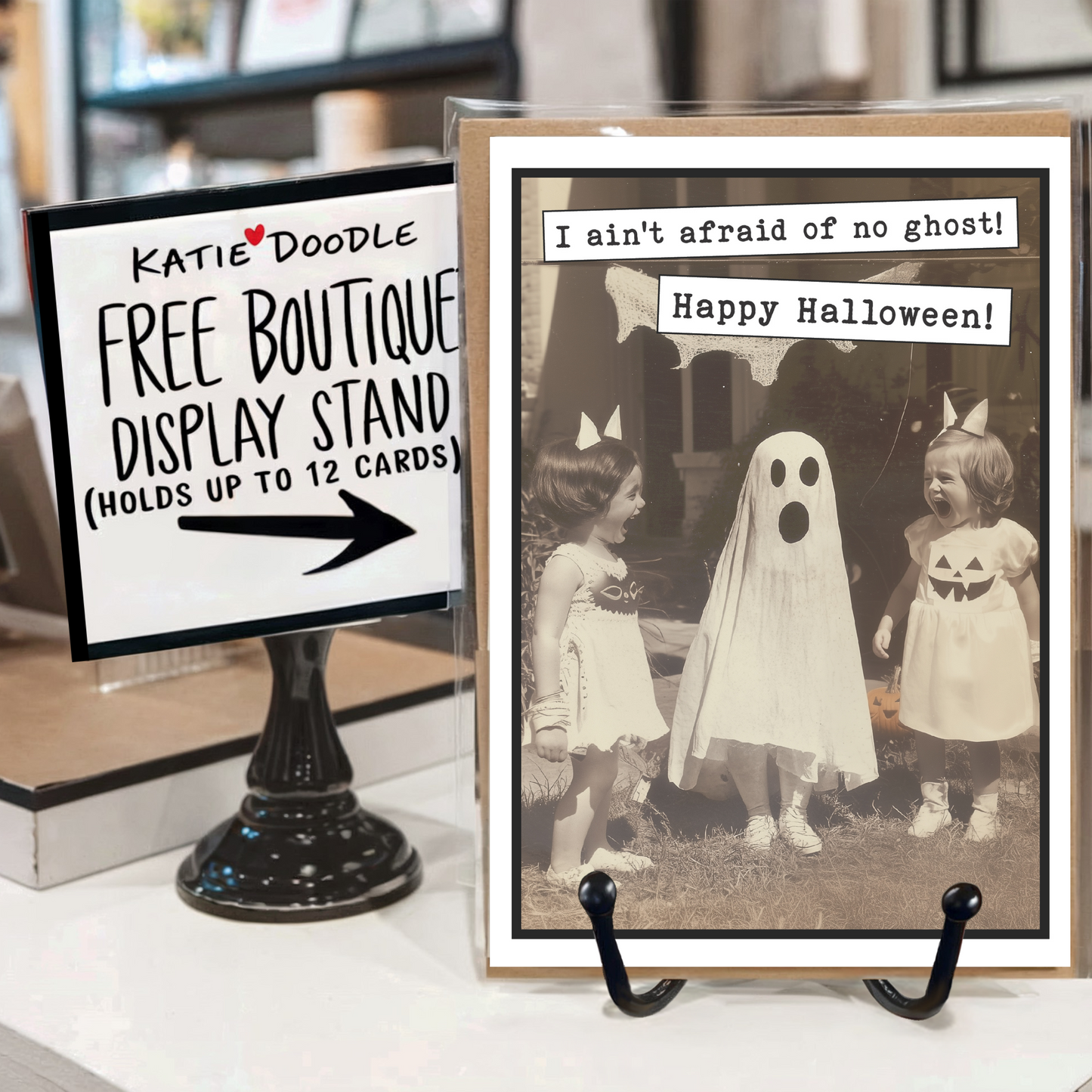 Funny Halloween Greeting Cards with Display (Blank Inside): Yes