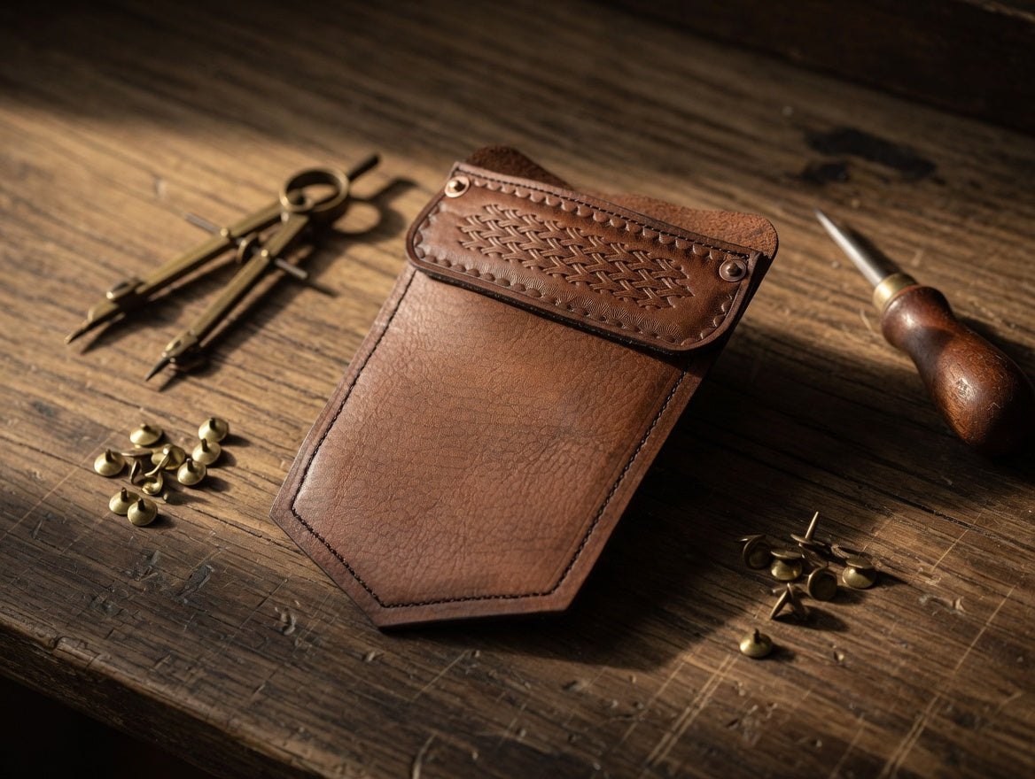 Leather Pocket Protector For Jeans Brown
