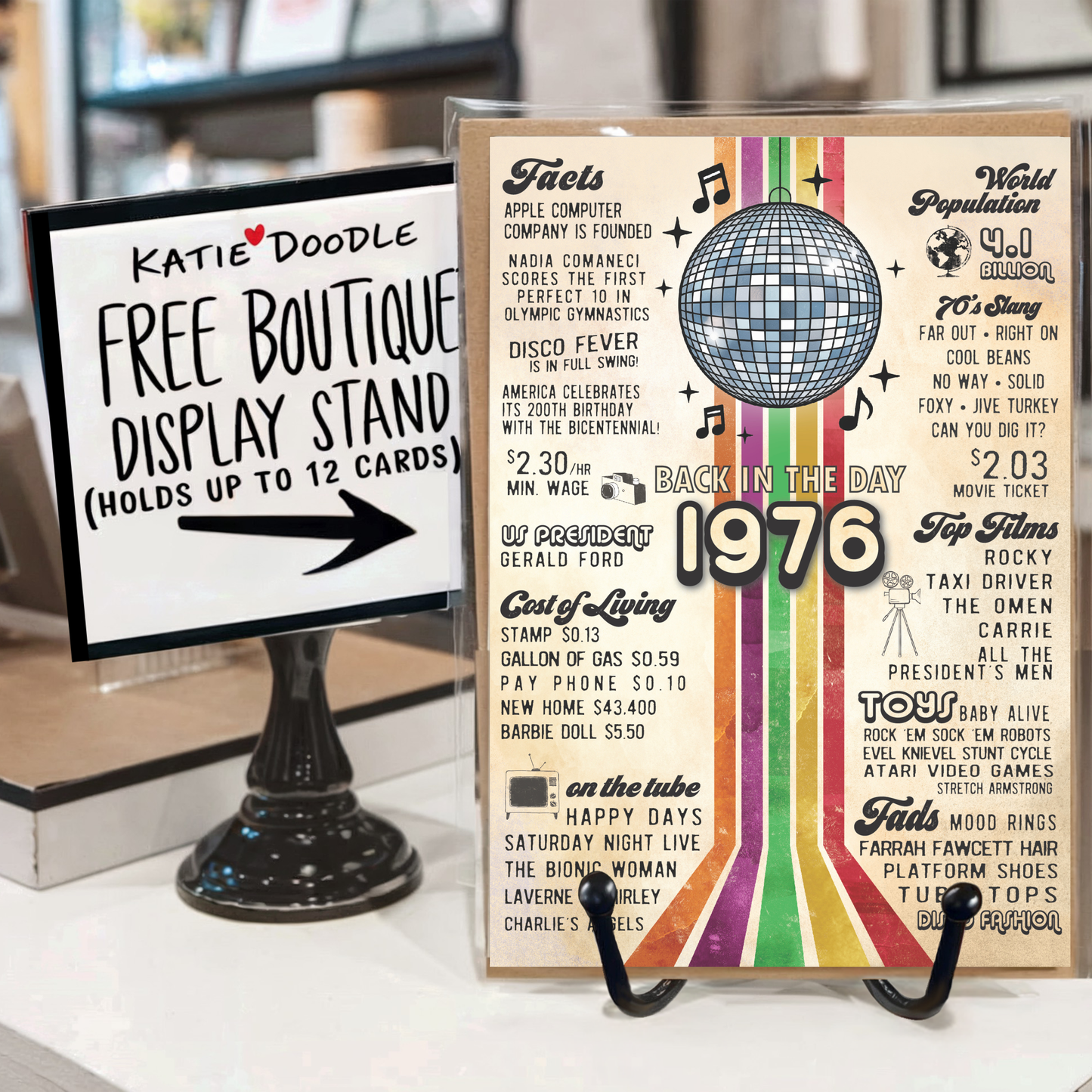 50th Birthday Card, Greeting Cards | 1976 Disco Era, display: No