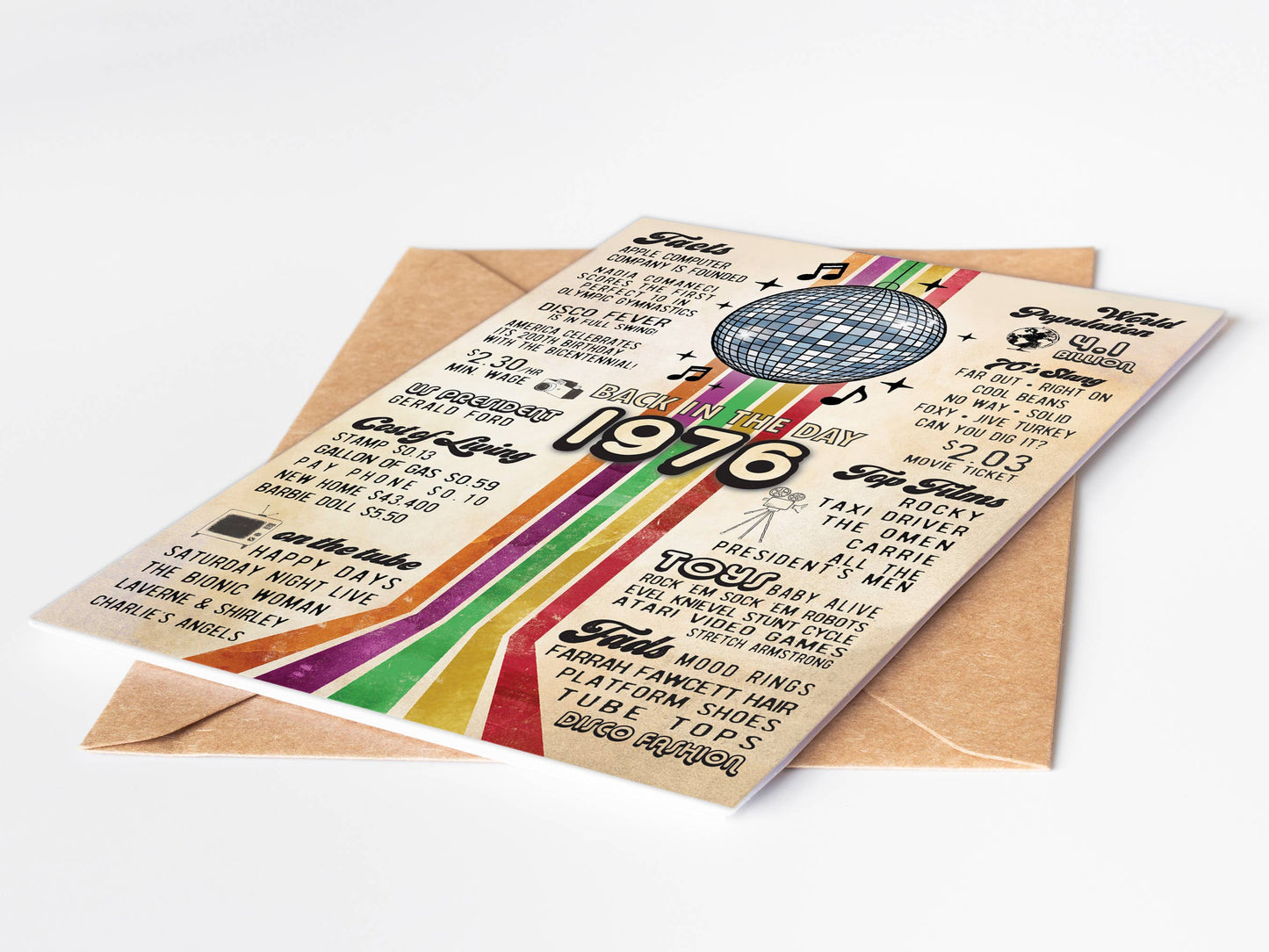 50th Birthday Card, Greeting Cards | 1976 Disco Era, display: No