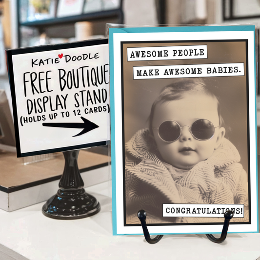 Baby Shower Cards | Funny Greeting Cards with Display Stand: No