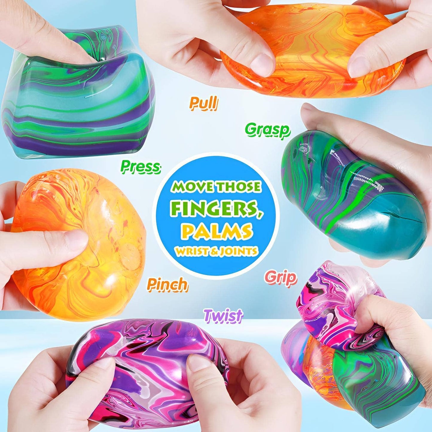 Marble Ice Cube Squishy Slow Rising Stress Toy: Orange Marble / 2.2 in