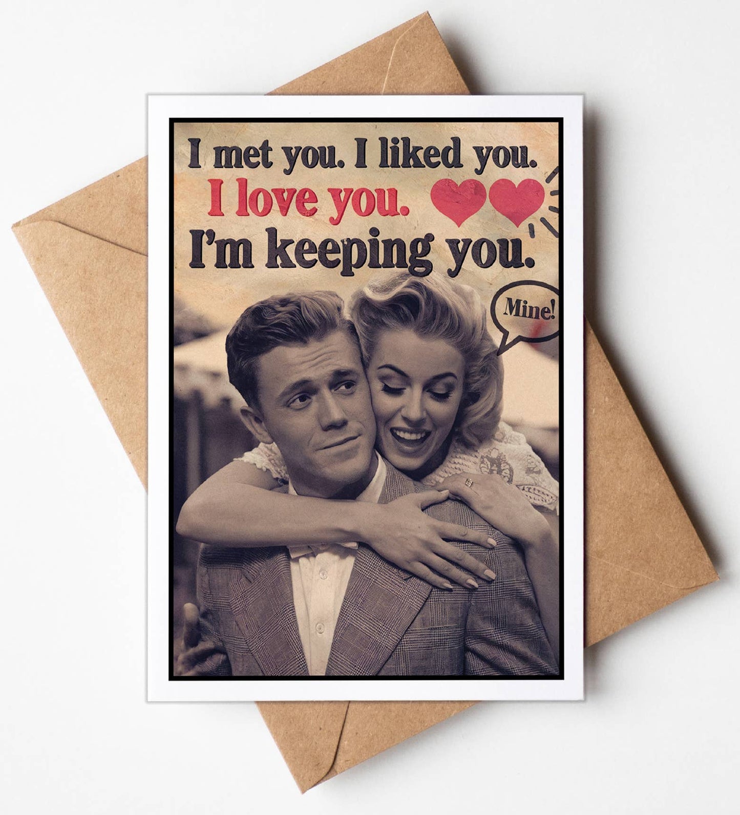 Vintage Funny Handmade Cute Valentine Cards for Him, Her: No