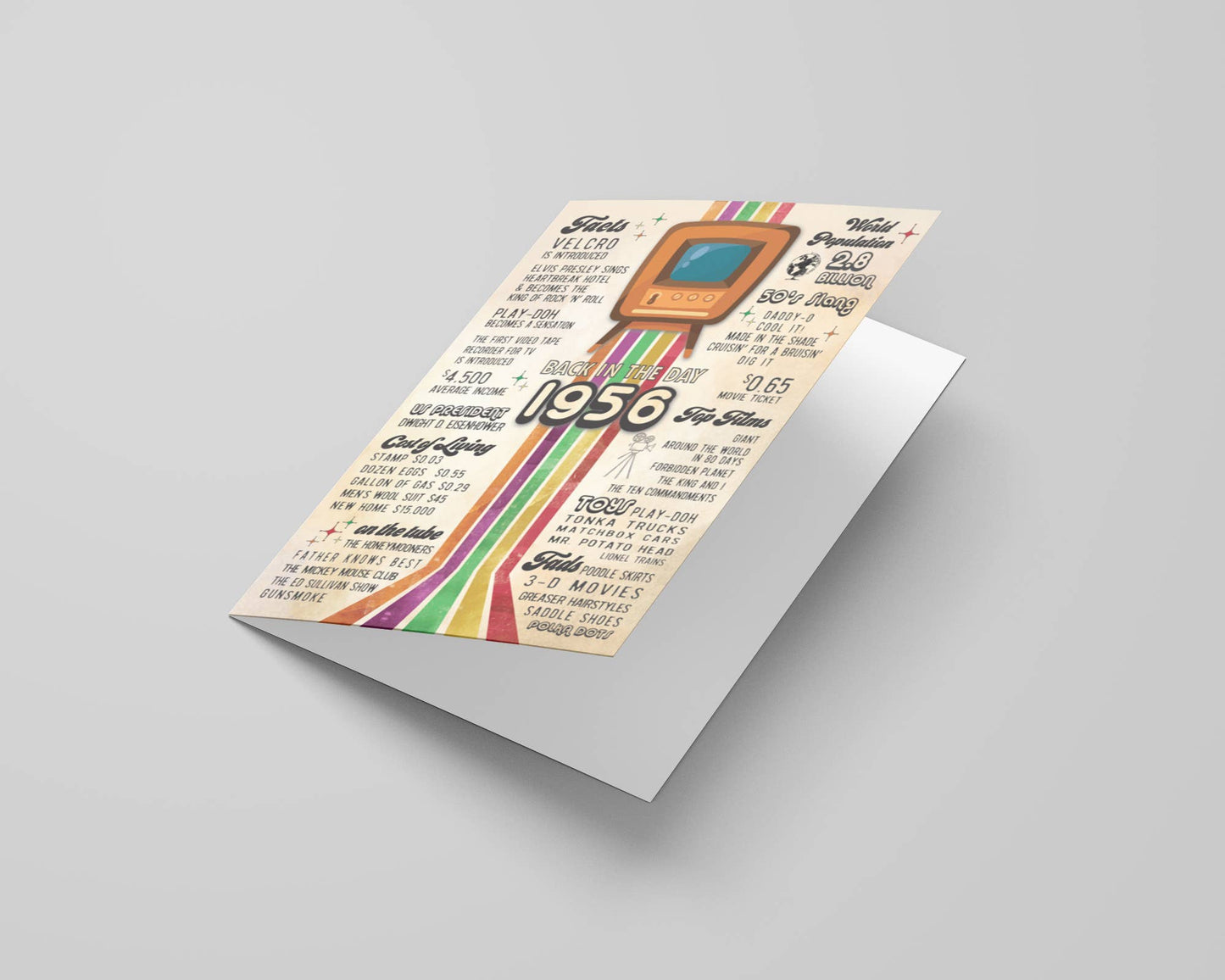 Birthday Cards, Greeting Cards Display, 1956 70th Retro, USA: No