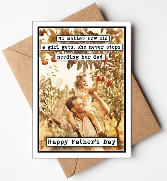 Handmade Fathers Day Card Girl needs her Dad