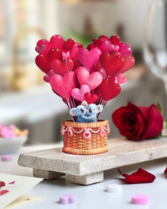 Mini Heart Balloons (10 Mini Pop-up Greeting Cards)