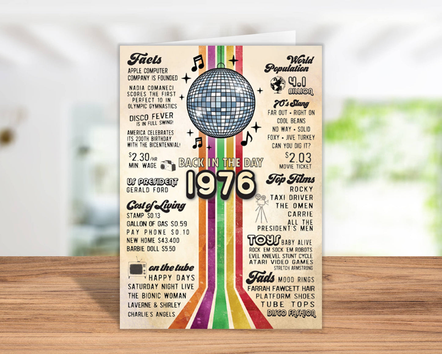 50th Birthday Card, Greeting Cards | 1976 Disco Era, display: No
