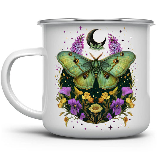 Mystic Moth Camp Mug, Cottagecore Celestial Witchy Gifts : 16oz camp mug