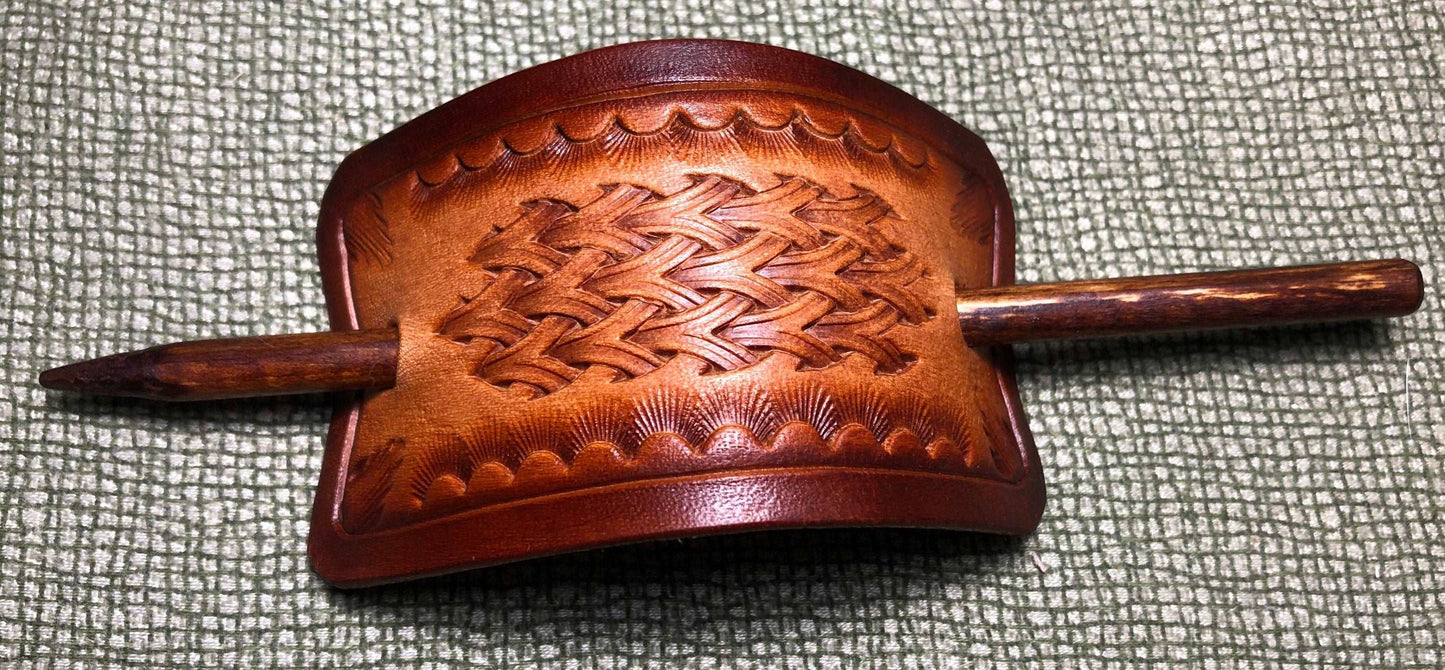 Leather Hand Crafted Hair Barrette
