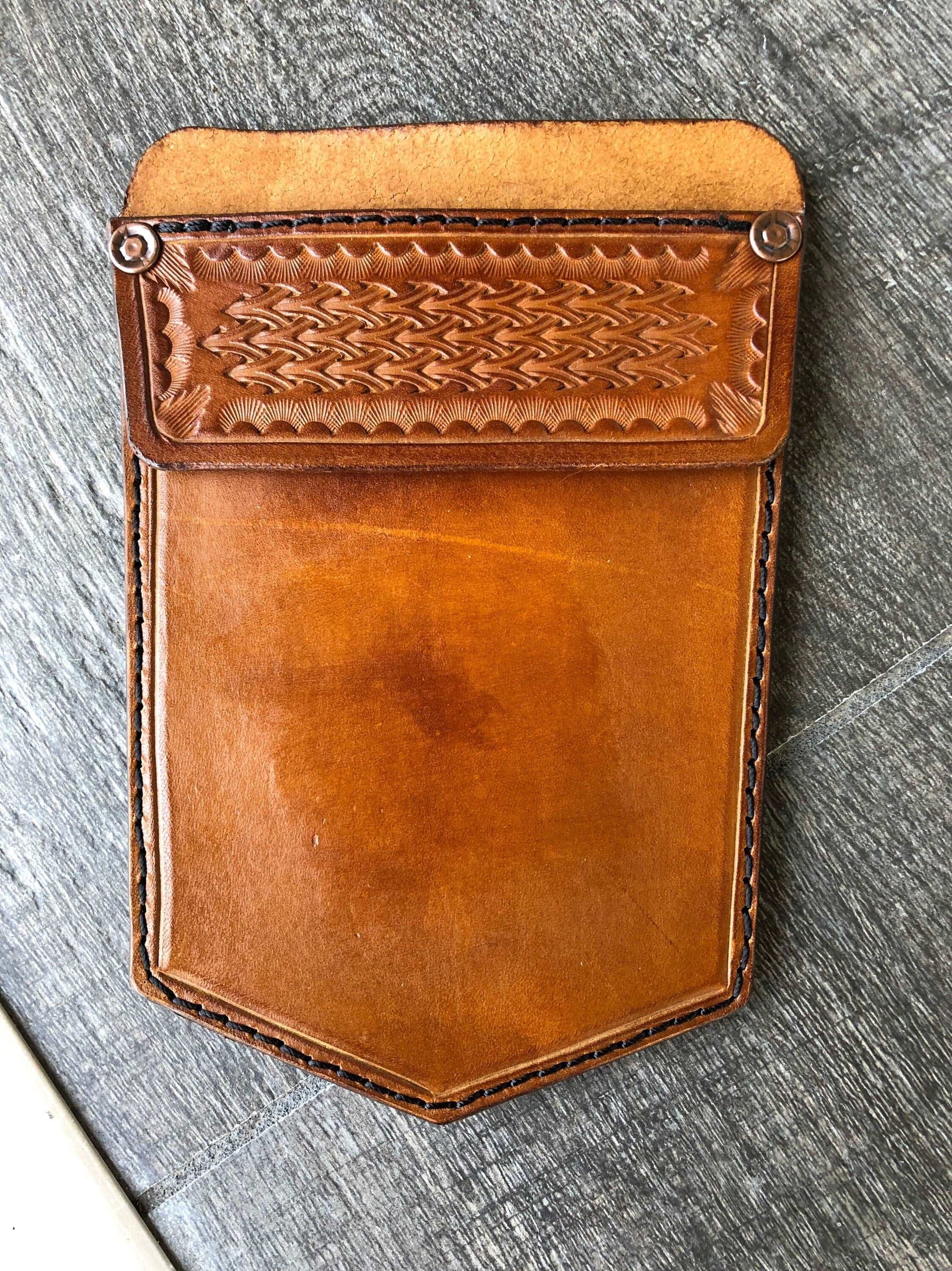 Leather Pocket Protector For Jeans Brown