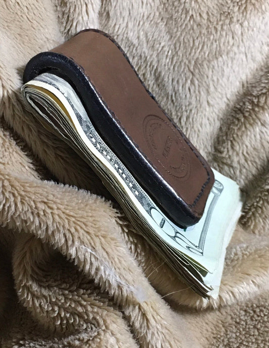 Leather Money Clip Handcrafted Chocolate Brown