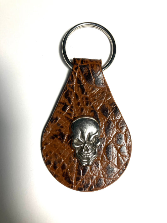 Leather Keyring With Skull