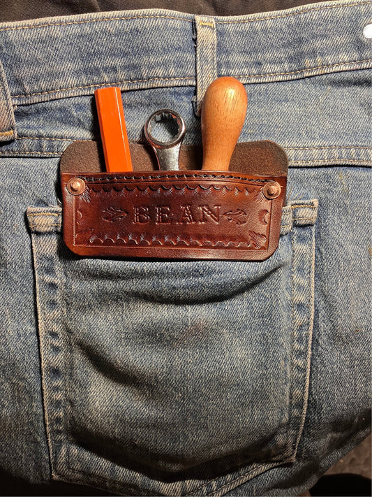 Pocket Protector For Tools Jeans - Brown Personalized