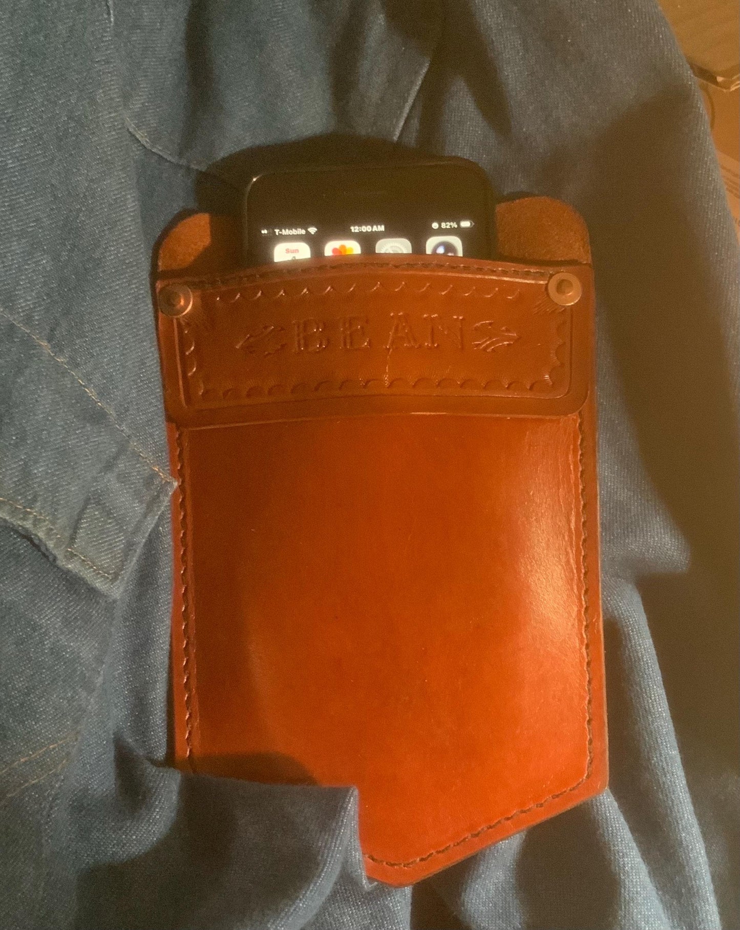 Leather Pocket Protector For Jeans Brown for tools, phone, etc.