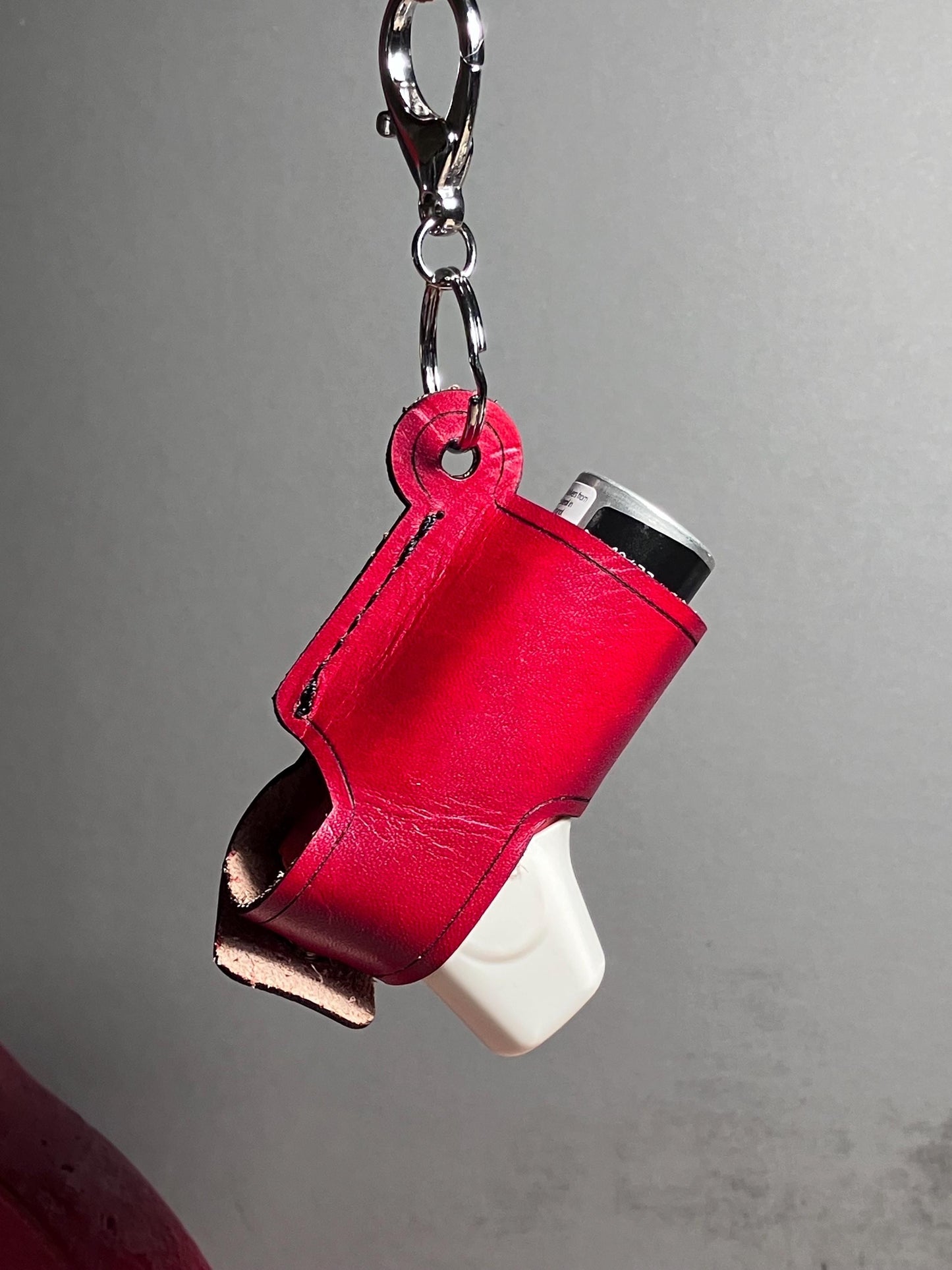 Leather Inhaler Cover Handcrafted in the US Red