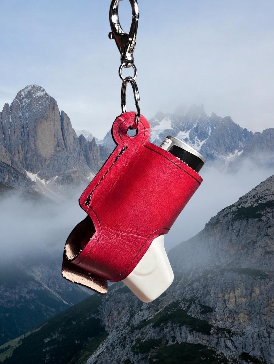 Leather Inhaler Cover Handcrafted in the US Red