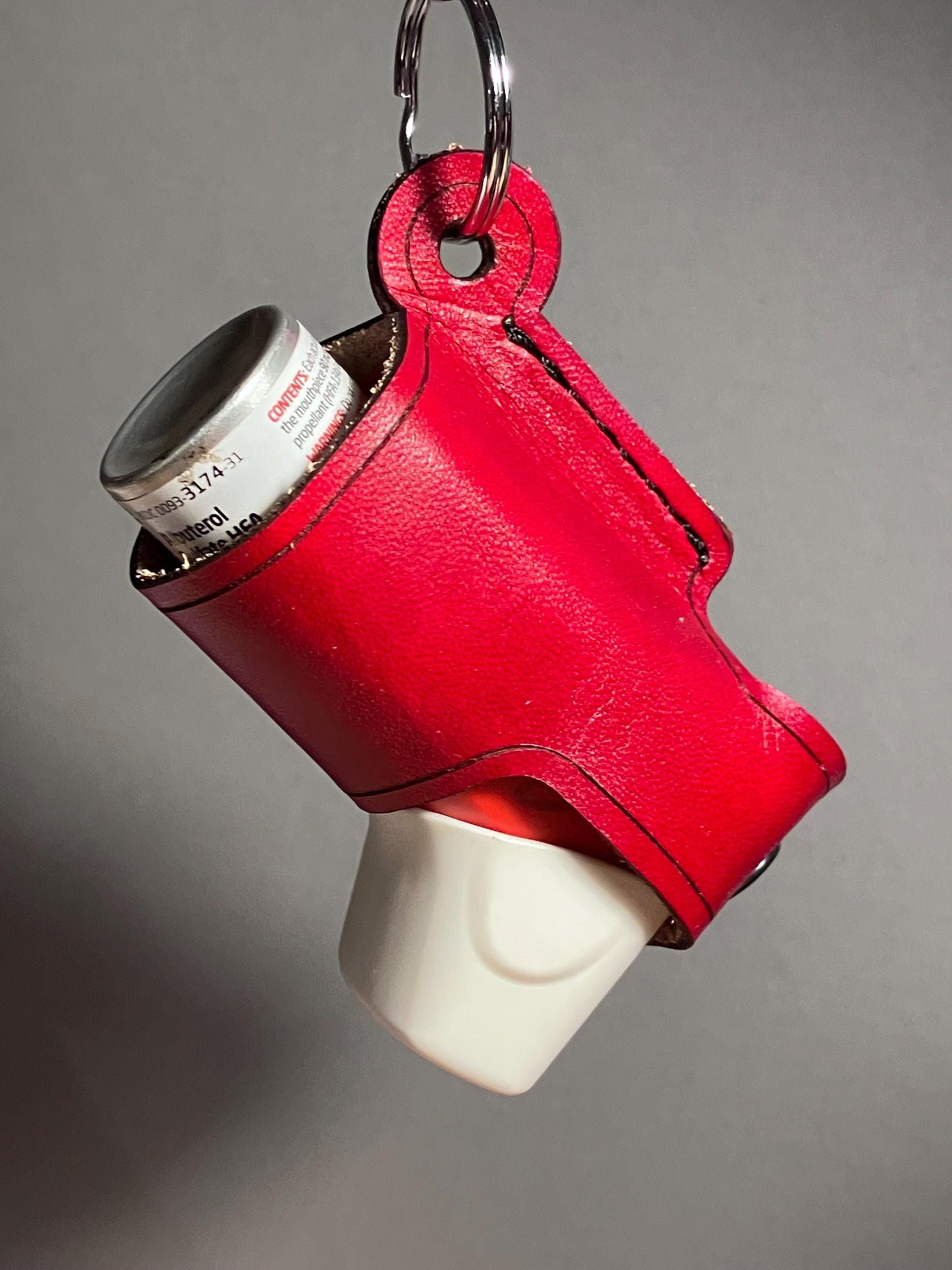 Leather Inhaler Cover Handcrafted in the US Red